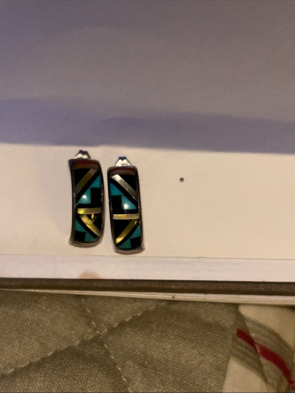 Hopi earrings marked sterling